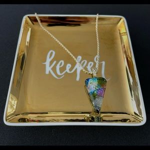 Fused Dichroic Glass Triangle Shaped Pendant in many colors ❤️